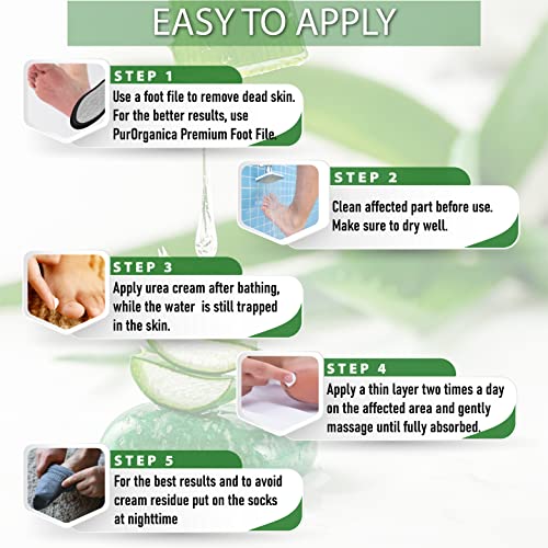 PurOrganica Urea 40 Percent Foot Cream - Bundle with Pumice Stone and Brush -...