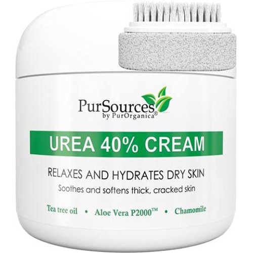 PurOrganica Urea 40 Percent Foot Cream - Bundle with Pumice Stone and Brush -...