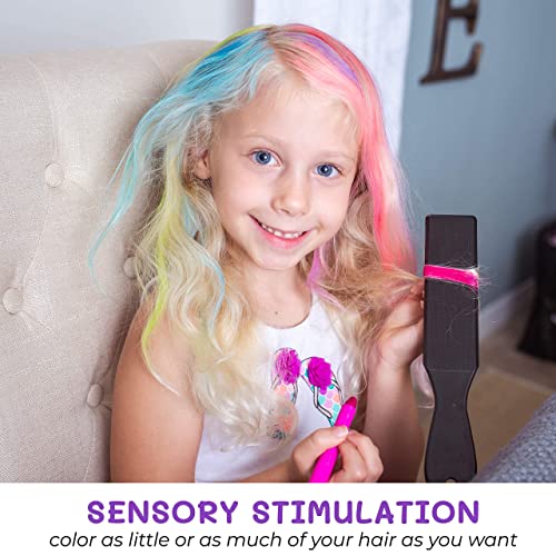 Purple Ladybug 12 Colors Hair Chalk for Girls with Glitter Tattoos + Body Gli...