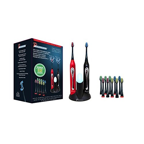 Pursonic S452BR Dual Handle Sonic Toothbrush with UV Sanitizer Black and Red