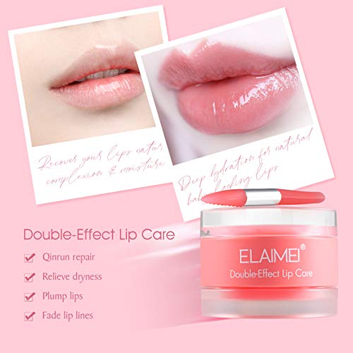 DOUBLE-EFFECT Lip Sleep Mask with Collagen Peptide,Lip Mask+Lip Scrub Intensi...