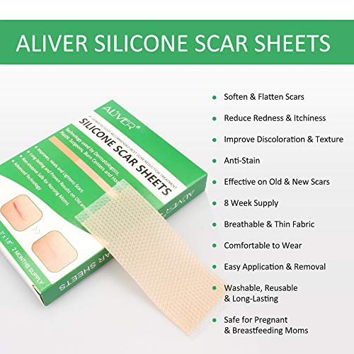 Silicone Scar Removal Sheets, Professional Gel Strips for Scars Caused by C-S...