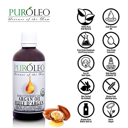 PUROLEO 100% Natural and Pure Argan Oil of Morocco Large Bottle (Made in Cana...