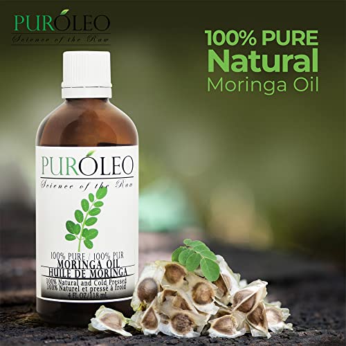 PURÓLEO Moringa Oil for Face, 4 FL OZ/120 ML (Large Bottle) 100% Pure | Natur...