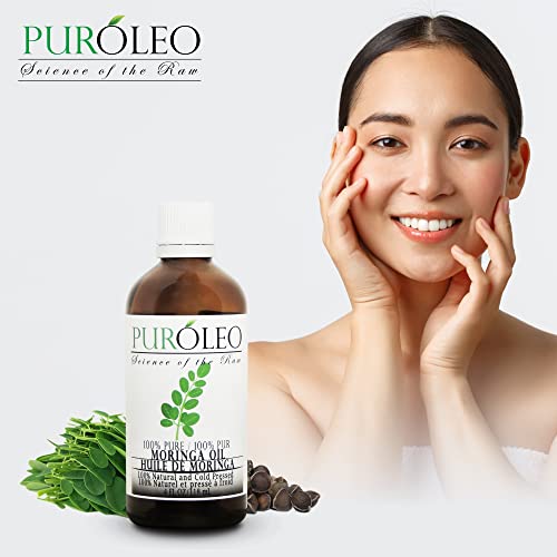 PURÓLEO Moringa Oil for Face, 4 FL OZ/120 ML (Large Bottle) 100% Pure | Natur...