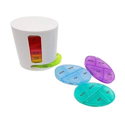 PuTwo Pill Box 7 Days Stackable Pill Tower Weekly Portable with Large Capacit...