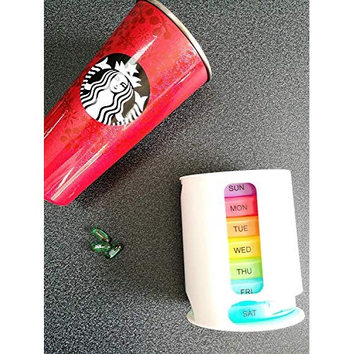 PuTwo Pill Box 7 Days Stackable Pill Tower Weekly Portable with Large Capacit...