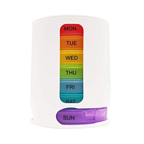 PuTwo Pill Box 7 Days Stackable Pill Tower Weekly Portable with Large Capacit...