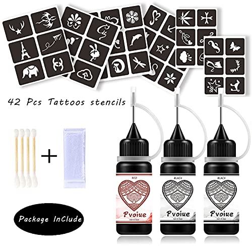 Temporary Tattoos Kit, Permanent Tattoo, 4 Pcs with Three Colors, DIY Tattoos...