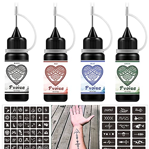 Temporary Tattoos Kit, Permanent Tattoo, 4 Pcs with Three Colors, DIY Tattoos...