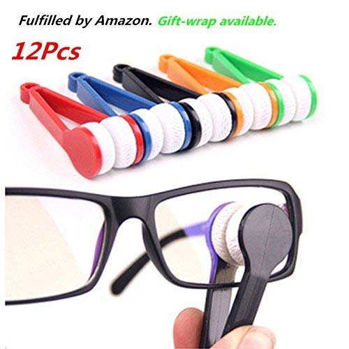 12 pcs Mini Sun Glasses Eyeglass Microfiber Spectacles Cleaner Brush Cleaning...
