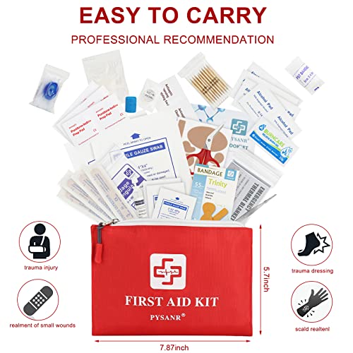 First Aid Kit, PYSANR 150 Piece Small First Aid Kits with Foil Blanket, Sciss...