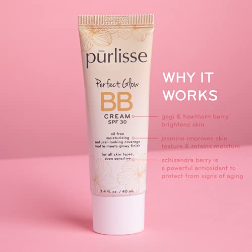 purlisse BB Tinted Moisturizer Cream SPF 30 - BB Cream for All Skin Types - S...