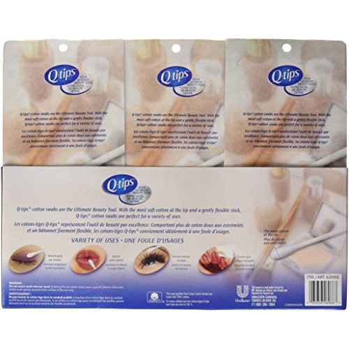 3 x Q-tips Cotton Swabs, 625 ct