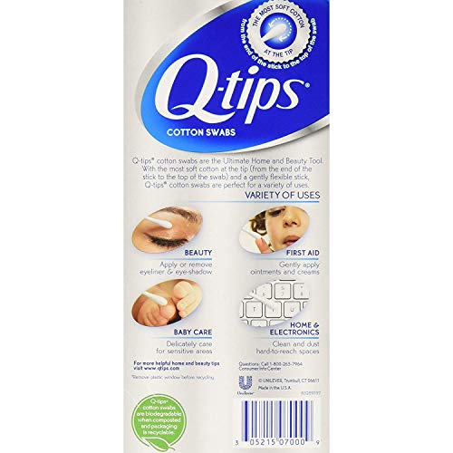 Q-tips Cotton Swabs, 170 each (Value Pack of 3)