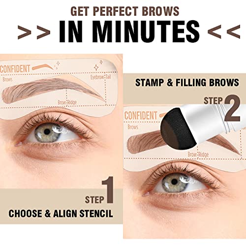 QAOVDS Eyebrow Stamp Stencil Kit, 1 Step Eyebrow Stamping & 10 Reusable Eyebr...