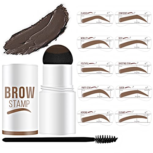 QAOVDS Eyebrow Stamp Stencil Kit, 1 Step Eyebrow Stamping & 10 Reusable Eyebr...