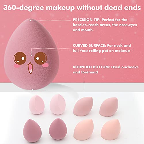8 PCS Makeup Sponge Set Makeup Sponges Blender Latex-Free Vegan Beauty Sponge...
