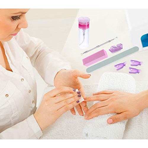Nail Polish Remover Tools Kit - 500 Pcs Gel Polish Remover Cotton Pads, 10 Pc...