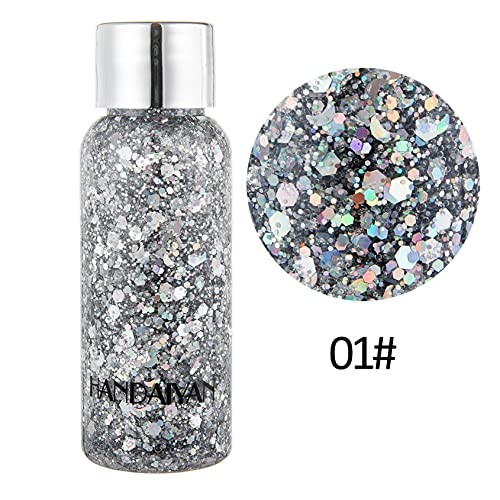 HUANTAITAI Face & Body Glitter Silver Glitter Mermaid Sequins Chunky Glitter ...