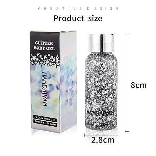 HUANTAITAI Face & Body Glitter Silver Glitter Mermaid Sequins Chunky Glitter ...