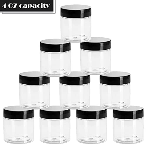 24 Pack 4 Oz Plastic Jars with Lids and Lables Clear Plastic Slime Containers...