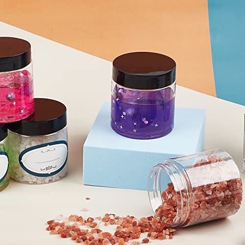 24 Pack 4 Oz Plastic Jars with Lids and Lables Clear Plastic Slime Containers...
