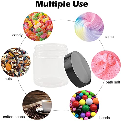 24 Pack 4 Oz Plastic Jars with Lids and Lables Clear Plastic Slime Containers...