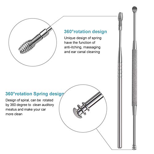 8 Pcs Ear Pick Earwax Removal Kit, Ear Cleansing Tool Set, Ear Curette Ear Wa...