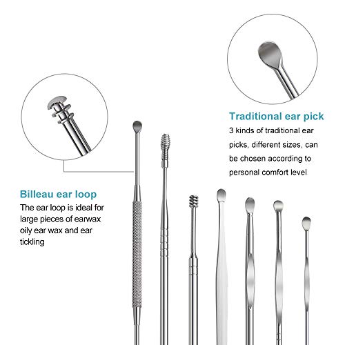 8 Pcs Ear Pick Earwax Removal Kit, Ear Cleansing Tool Set, Ear Curette Ear Wa...