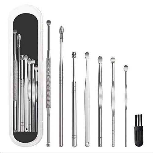 8 Pcs Ear Pick Earwax Removal Kit, Ear Cleansing Tool Set, Ear Curette Ear Wa...