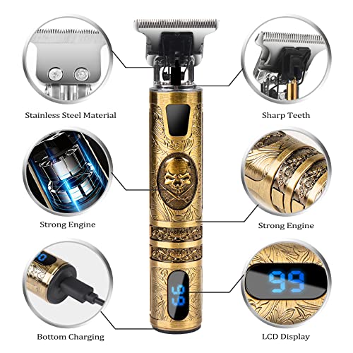 Hair Trimmer for Men, Upgrade Electric T-Blade Cordless Hair Clippers- Skull ...