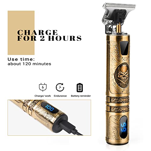 Hair Trimmer for Men, Upgrade Electric T-Blade Cordless Hair Clippers- Skull ...
