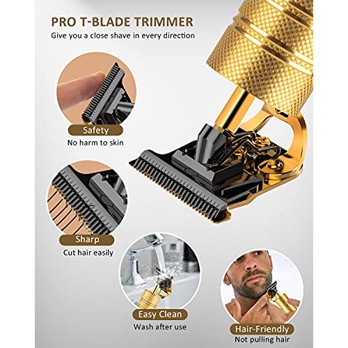 Hair Trimmer, Qhou Newest T-Blade Outline Trimmer for Men, Electric Pro Li Co...