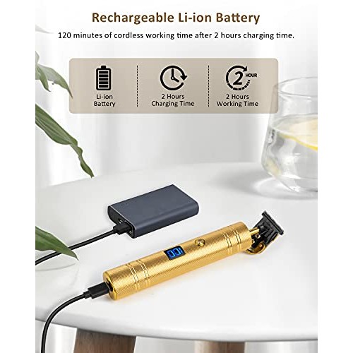 Hair Trimmer, Qhou Newest T-Blade Outline Trimmer for Men, Electric Pro Li Co...