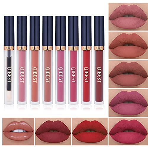 7Pcs Matte Liquid Lipstick + 1Pcs Lip Plumper Makeup Set Kit, Long Lasting Wa...