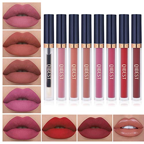 8pcs Matte Liquid Lipstick with Lip Plumper Makeup Set Velvety Long Lasting H...