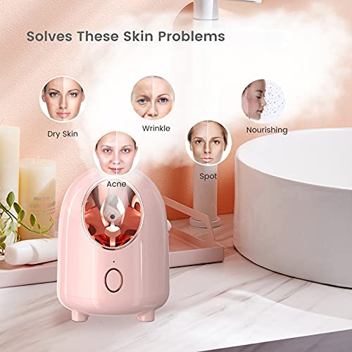 Facial Steamer, QIENSLY 240ML Nano Ionic Face Steamer for Home Face Spa Warm ...