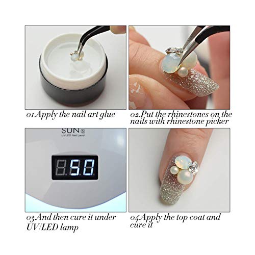 QIMYAR Super Sticky Rhinestone Glue Adhesive Builder Tip Manicure Nail Art De...
