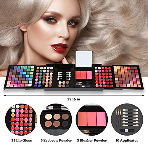 All In One Makeup Kit, 177 Color Matte Shimmer Eyeshadow Palette Blush Lip Gl...