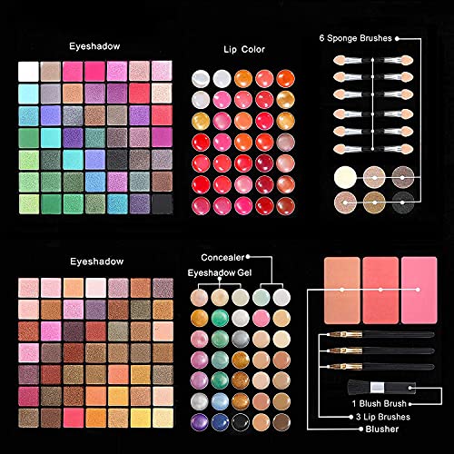 All In One Makeup Kit, 177 Color Matte Shimmer Eyeshadow Palette Blush Lip Gl...