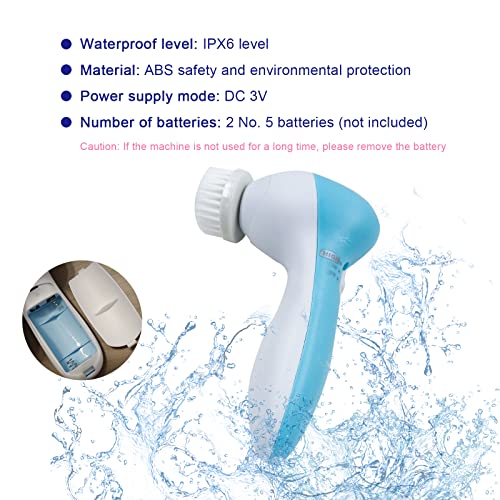 5 in 1 Facial Cleansing Brush Face Scrubber with 5 Heads Electric Gentle exfo...