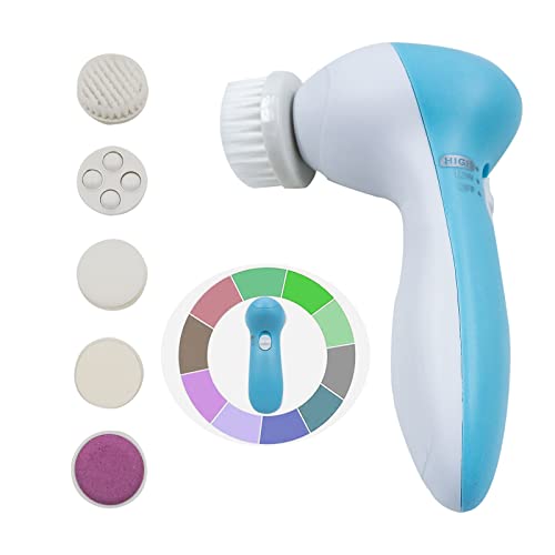 5 in 1 Facial Cleansing Brush Face Scrubber with 5 Heads Electric Gentle exfo...