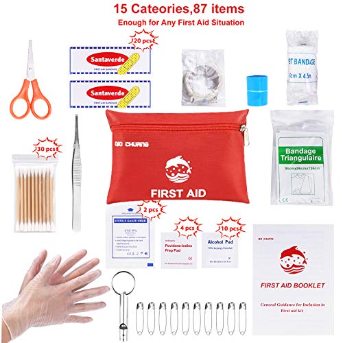 Small Travel First Aid Kit - 87 Piece Clean, Treat and Protect Most Injuries,...