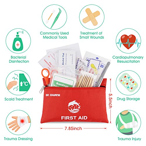 Small Travel First Aid Kit - 87 Piece Clean, Treat and Protect Most Injuries,...