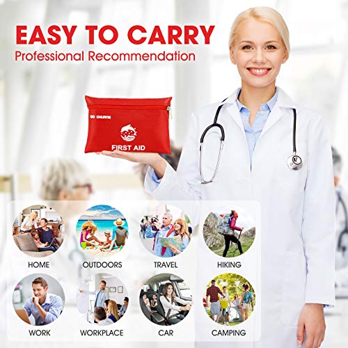 Small Travel First Aid Kit - 87 Piece Clean, Treat and Protect Most Injuries,...
