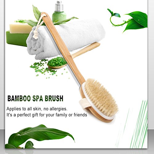 Bath Body Brush & Shower,Dry Skin Brushing with 100% Natural Boar Bristles & ...