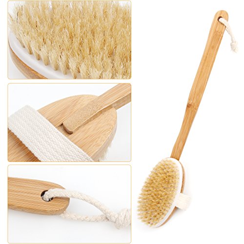 Bath Body Brush & Shower,Dry Skin Brushing with 100% Natural Boar Bristles & ...