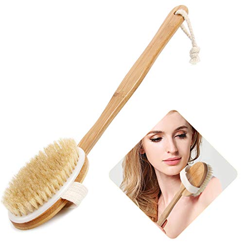 Bath Body Brush & Shower,Dry Skin Brushing with 100% Natural Boar Bristles & ...