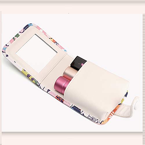 QMMD Lipstick Bag with Mirror Mini Lipsticks Organizer Leather Lipstick Case ...
